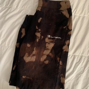 Champion black/bleach tie-dye joggers